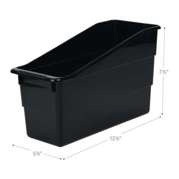 Really Good Stuff Book and Binder Storage Bins, Black, Set of 12 Home, Classroom, and Library Organi...