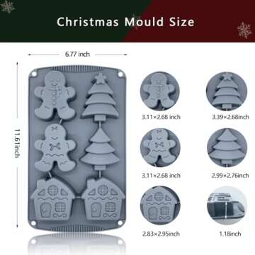Christmas Silicone Molds For Baking Large Christmas Tree Holiday Silicone Molds 3D Shape Gingerbread...