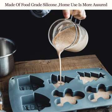 Christmas Silicone Molds For Baking Large Christmas Tree Holiday Silicone Molds 3D Shape Gingerbread Man Candy House Pine Tree Silicone Molds for Soap Jello Chocolate Cake MadeleineCandle Molds(1PCS)