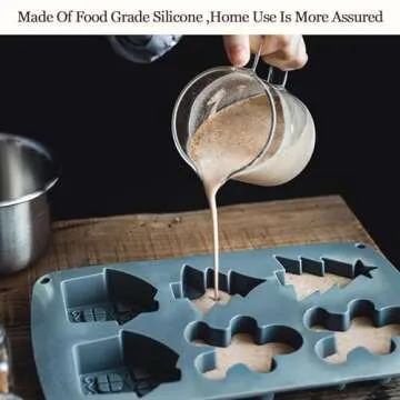 Christmas Silicone Molds For Baking Large Christmas Tree Holiday Silicone Molds 3D Shape Gingerbread Man Candy House Pine Tree Silicone Molds for Soap Jello Chocolate Cake MadeleineCandle Molds(1PCS)