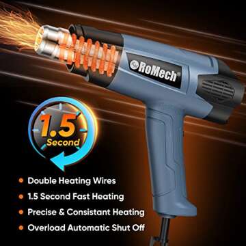 ROMECH Heat Gun for Crafts & Vinyl Wraps - Fast Heating
