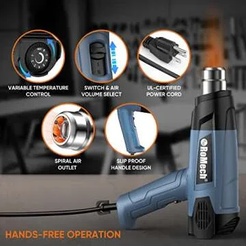 ROMECH Heat Gun for Crafts & Vinyl Wraps - Fast Heating