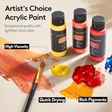Acrylic Paint Set - 48 Vibrant Colors with Brushes for All Artists