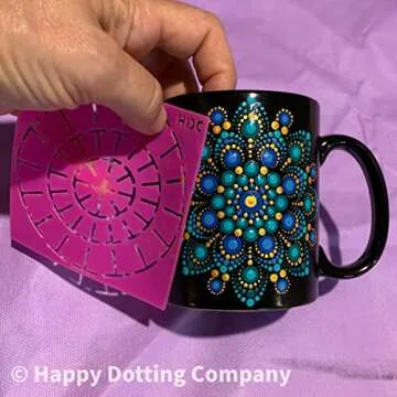 Super Flex Silicone Stencil Set - Dotting Tools - Happy Dotting Company - 2 pc Mandala Stencils - Ideal for Stone Art, Mugs, Bottles