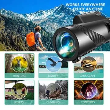 80x100 Monocular-Telescope High Powered for Smartphone Monoculars for Adults High Definition Monocular Telescope for Stargazing Hunting Wildlife Bird Watching Travel Camping Hiking