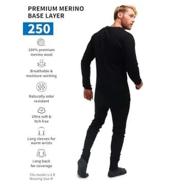 Merino Wool Base Layer Set for Men - Warm & Comfortable