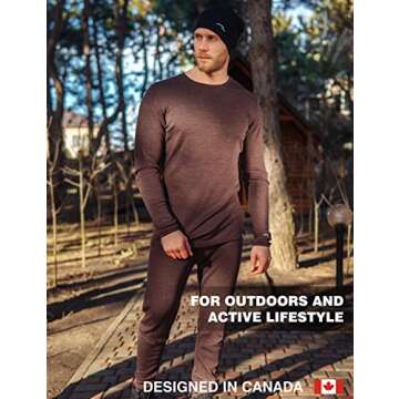 Merino.tech Merino Wool Base Layer Mens Set - Midweight, Heavyweight, Lite Merino Wool Thermal Underwear For Men Top, Bottom (Large, 250 Black)