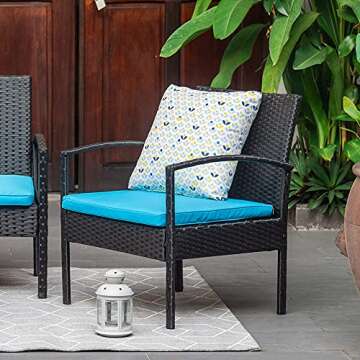 M&W 4 Piece Patio Furniture Set - Stylish Wicker Rattan Outdoor Sofa and Table Set for Ultimate Rela...