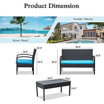4 Piece Patio Furniture Set for Garden and Backyard