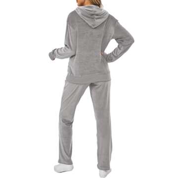 Aitmoask Velour Tracksuit Womens Jogging Suits 2 Piece Sweatsuits Set Grey L