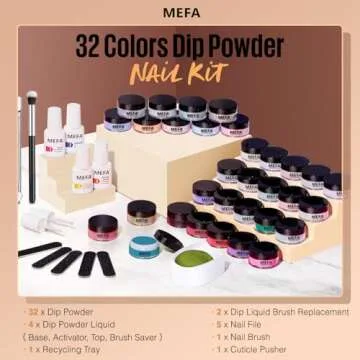 MEFA Dip Powder Nail Kit 32 Colors Salon Quality for Home