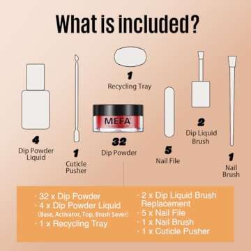 MEFA Dip Powder Nail Kit White Black Nue Brown Red Blue Pink 32 Colors Dipping Powder Classic All Seasons Tones with Base Top Coat Activator Brush Saver Recycling Tray, French Nail Art Manicure Salon