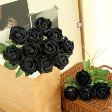 Cloudecor 15Pcs Artificial Roses Velet Real Touch Single Stem Fake Roses Silk Realistic Bouquet Flowers Arrangements Home Office Party Wedding Decoration