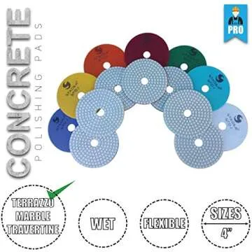 Stadea PPW111D Diamond Polishing Pads 4 Inch - For Concrete Terrazzo Marble Granite Countertop Floor Edge Wet Polishing, Grit 6000