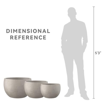 Kante 3-Piece Round Concrete Planter Set for Gardens