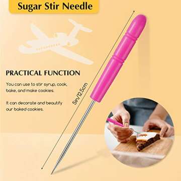 9 Pieces Transportation Vehicle Cookie Cutter Set, Train, Truck, Dump Truck, Vintage Car, Airplane, Ship, Bus, Car Shaped Stainless Steel Biscuit Cutter with 6 Pieces Sugar Stirring Pins for Baking