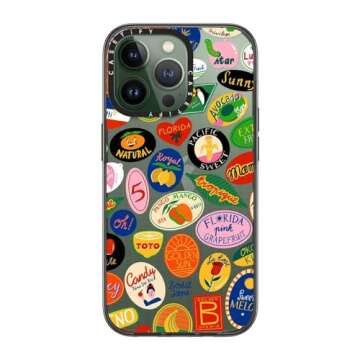 CASETiFY Compact Case for iPhone 13 Pro [Lightweight / 4 ft. 2X Military Grade Drop Protection/Slim] - Fruit Stickers - Clear Black