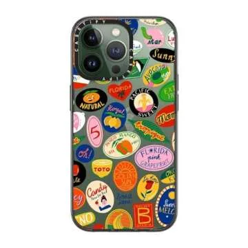 CASETiFY Compact Case for iPhone 13 Pro [Lightweight / 4 ft. 2X Military Grade Drop Protection/Slim] - Fruit Stickers - Clear Black