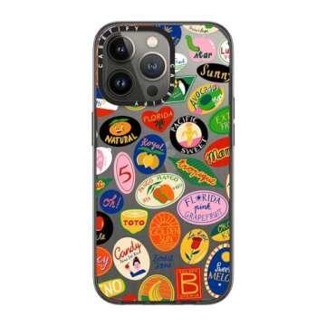 CASETiFY Compact Case for iPhone 13 Pro [Lightweight / 4 ft. 2X Military Grade Drop Protection/Slim] - Fruit Stickers - Clear Black