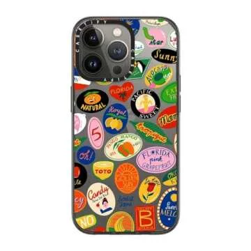 CASETiFY Compact Case for iPhone 13 Pro [Lightweight / 4 ft. 2X Military Grade Drop Protection/Slim] - Fruit Stickers - Clear Black