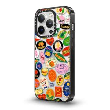 CASETiFY Compact Case for iPhone 13 Pro [Lightweight / 4 ft. 2X Military Grade Drop Protection/Slim] - Fruit Stickers - Clear Black