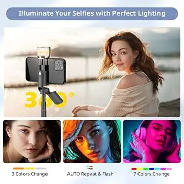Sensyne Selfie Stick Tripod with Light & Remote for Photos