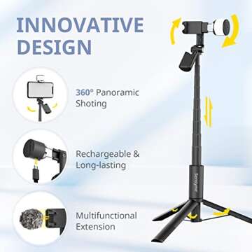 Sensyne Selfie Stick Tripod with Light & Remote for Photos