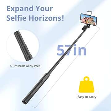 Sensyne Selfie Stick Tripod with Light & Remote for Photos