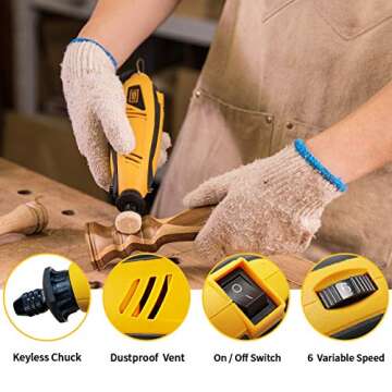 Utool Rotary Tool Kit with Flex Shaft & 62 Accessories