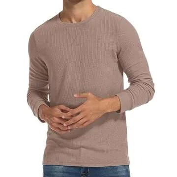 Sailwind Men’s Waffle Crew Neck Casual T-Shirt – Stylish Comfort in Dark Khaki