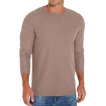 Sailwind Men’s Waffle Crew Neck Casual T-Shirt - Dark Khaki