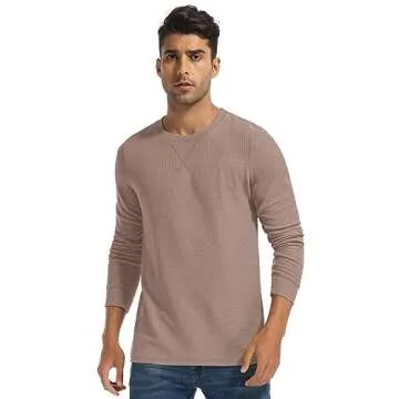 Sailwind Men’s Waffle Crew Neck Casual T-Shirt - Dark Khaki