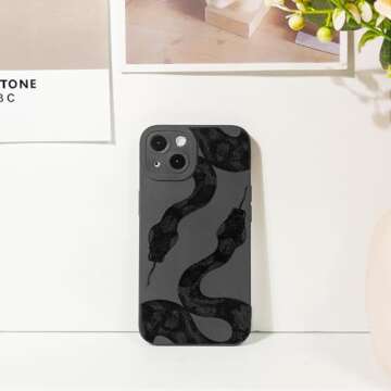Lovmooful Compatible for iPhone 13 Case Cute Cool Snake Serpent Black Design for Girls Women Soft TPU Shockproof Protective Girly for iPhone 13-Twin Snakes