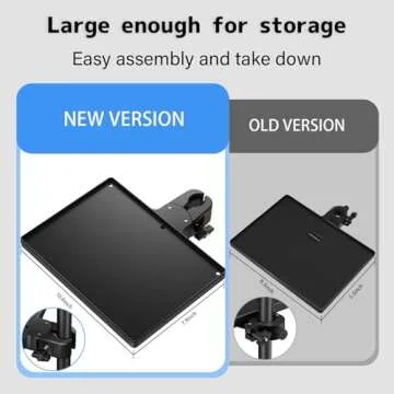 BILIONE Microphone Stand Tray with Crab Clamp, 10.6" x 7.8" Large Mic Stand Tray Shelf Clamp on Music Stand Tray Attachment for Studio Concert Karaoke Stands for Storage