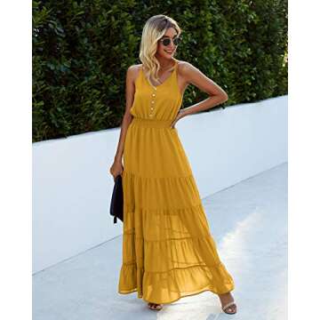 PRETTYGARDEN Women's Casual Summer Dress Spaghetti Strap Sleeveless High Waist Beach Long Maxi Sun D...