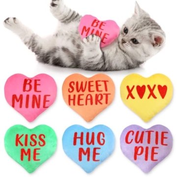 Petsinurarea Valentine’s Day Cat Catnip Toys Interactive Cat Toy for Indoor Cats 6PCS Sweetheart S...