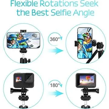 Mini Extension Pole Tripod with Phone Holder Compatible for go pro Hero 12/11/10/9,insta360 go3/RS,osmo Action 4/3