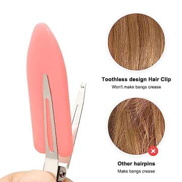 AMMON Hair Clips Set - 8 Pcs No Bend, No Crease Creaseless Clips for Salon Styling, Flat Makeup Clips for Women and Girls (4 Black, 4 White)