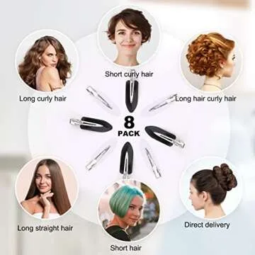 AMMON No Bend Hair Clips Set – 8 Creaseless Styling Clips for All