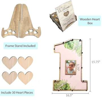 The Real Bossy Baby 1st Birthday Decorations - Guest Book Alternatives -First Birthday Number One Shaped Photo Frame - 1st Birthday Centerpiece Keepsake (Pink)