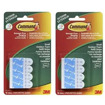 Command Outdoor Foam Hanging Strip Refills, Small, 16-Strips (17022AW-ES) - Durable and Versatile fo...