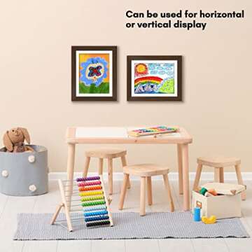 Americanflat 10x12.5 Kids Art Frame - Front Loading Picture Frame Holds 100 Artworks - Use as 8.5x11 Frame with Mat or 10x12.5 Frame Without Mat - My Mini Masterpiece - Walnut