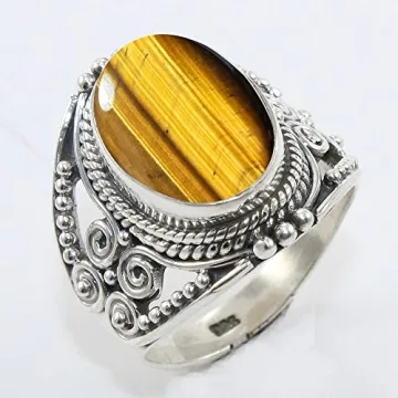 Elegant Sterling Silver Ring with Genuine Tiger's Eye