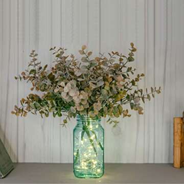 GreenCallow Artificial Farmhouse Eucalyptus(Pack of 3),Artificial Farmhouse Greenery Stems Fake Plan...