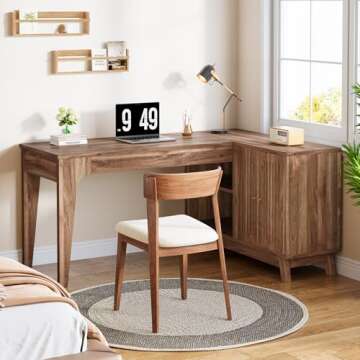 Tribesigns 57-Inch L-Shaped Desk with Storage Cabinet