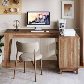 Tribesigns 57-Inch L-Shaped Desk with Storage Cabinet