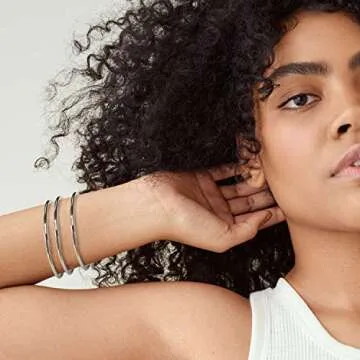 Kainier Stylish 3mm Stainless Steel Bangle Bracelets