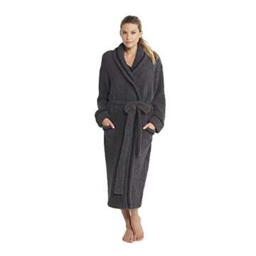 Barefoot Dreams Unisex Mickey Mouse Robe - Cozy Chic Carbon Gray