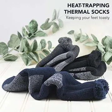 Debra Weitzner Thermal Socks for Men Women Warm Socks 4/6 Pairs Crew Winter Thick Boot Socks