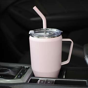 Zenbo 40 oz Tumbler with Handle - Stainless Steel Vacuum Insulated Cup with Lid and Straw, Keeps Drinks Cold up to 34 Hours - Sweat-Proof Body, Dishwasher Safe